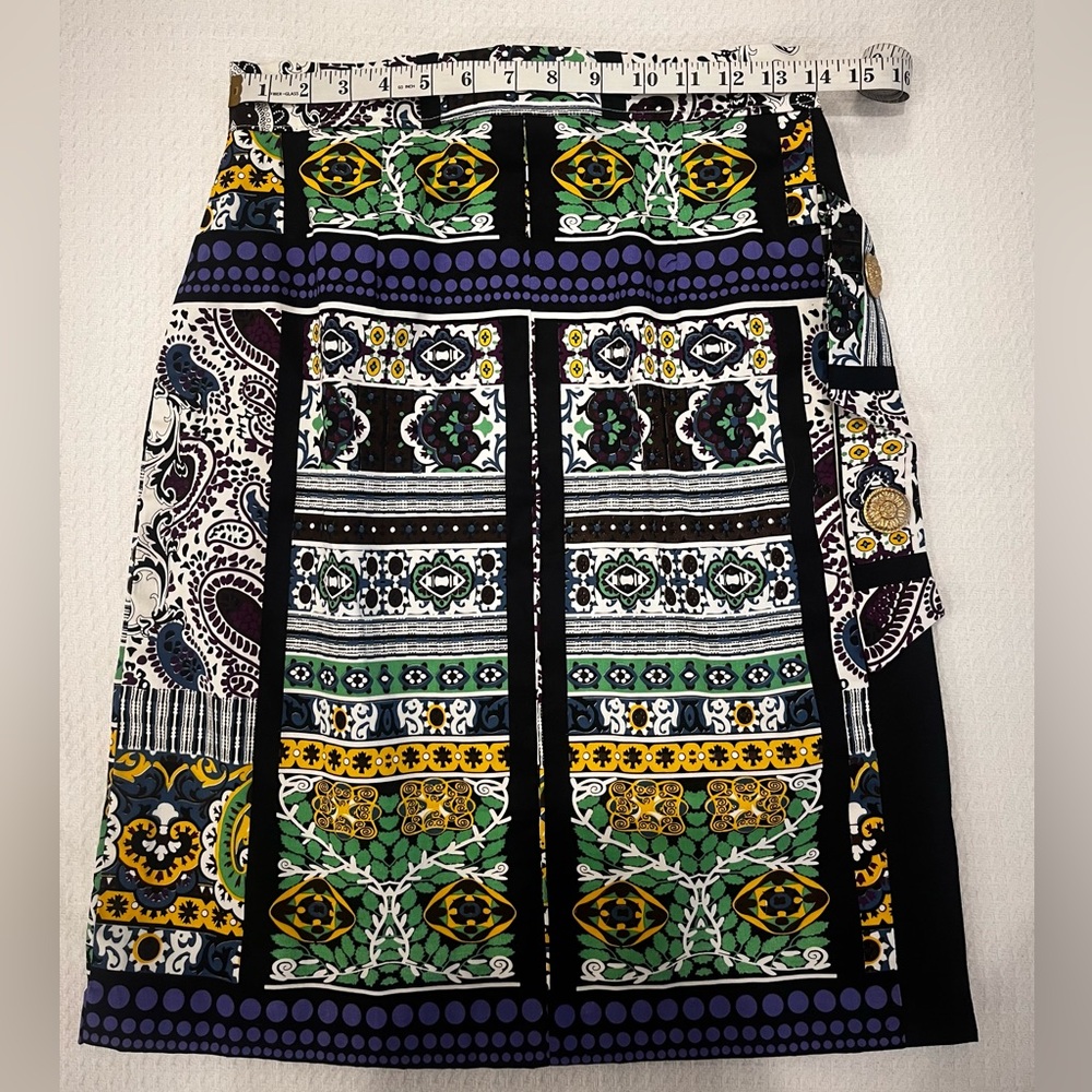 Handmade Upcycled Multicolor Mosaic Paisley Patterned Women's Pencil Skirt OS - Picture 8 of 17